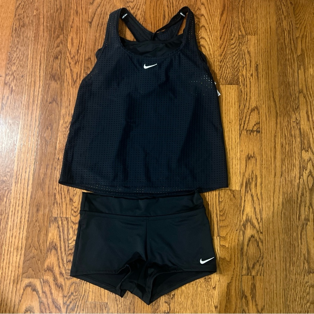 Nike Black and Blue Athletic Swim 2 piece Tankini Set